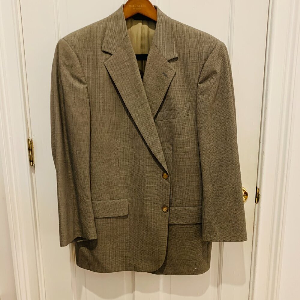 Brooks Brothers Mens Tan Classic Houndstooth Wool 2 Piece Suit 43R Jacket - Picture 2 of 16